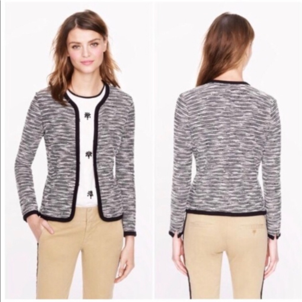 J Crew white Pepper Boucle Hook and Eye Blazer